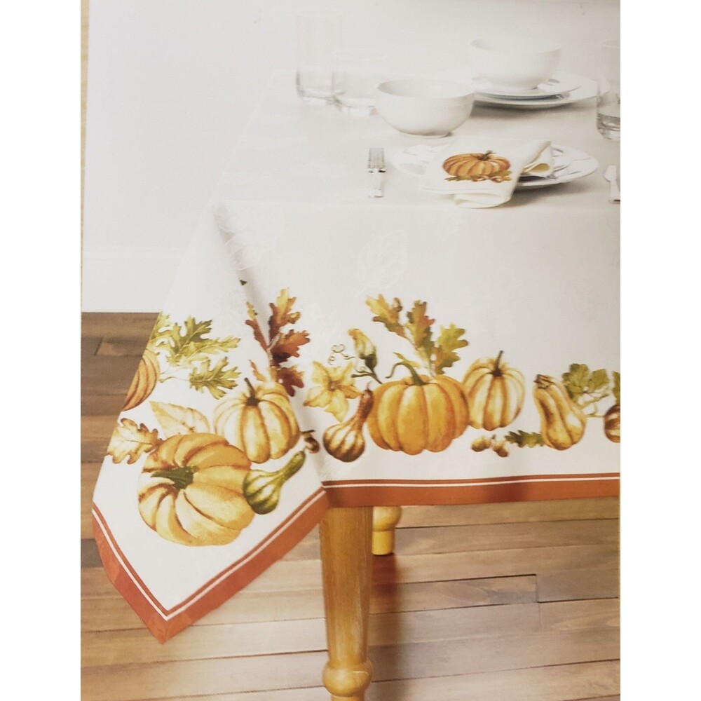 1 Fabric Tablecloth, 52" x 52" Square (4 people) FALL,HARVEST,PUMPKIN BORDER,LP